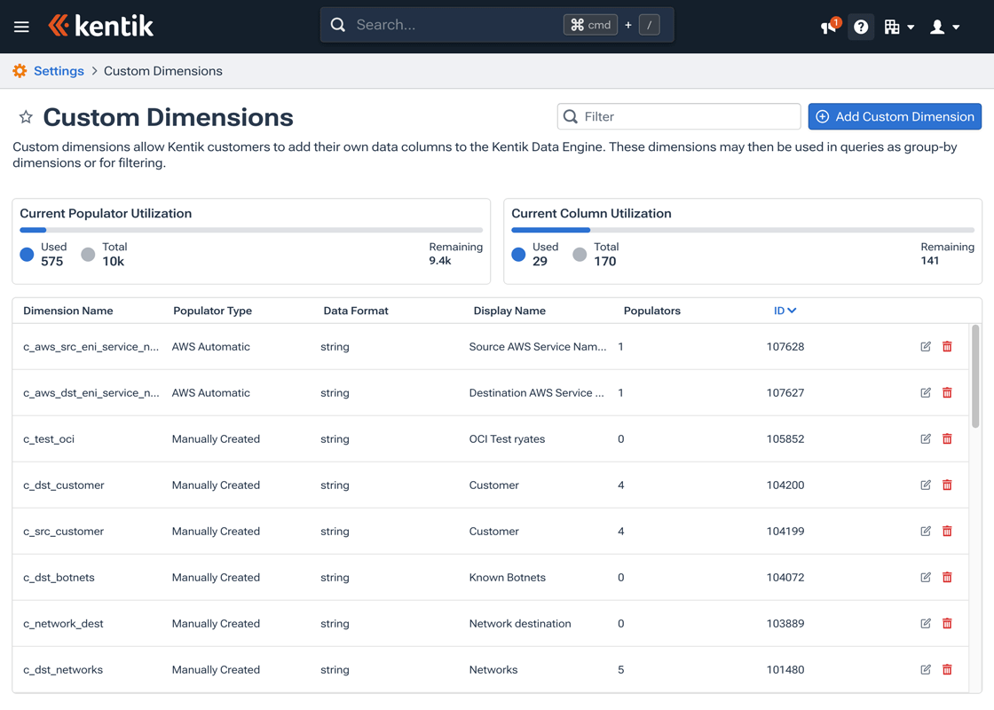 The Custom Dimensions module lets you make your own dimensions for group-by and filtering.