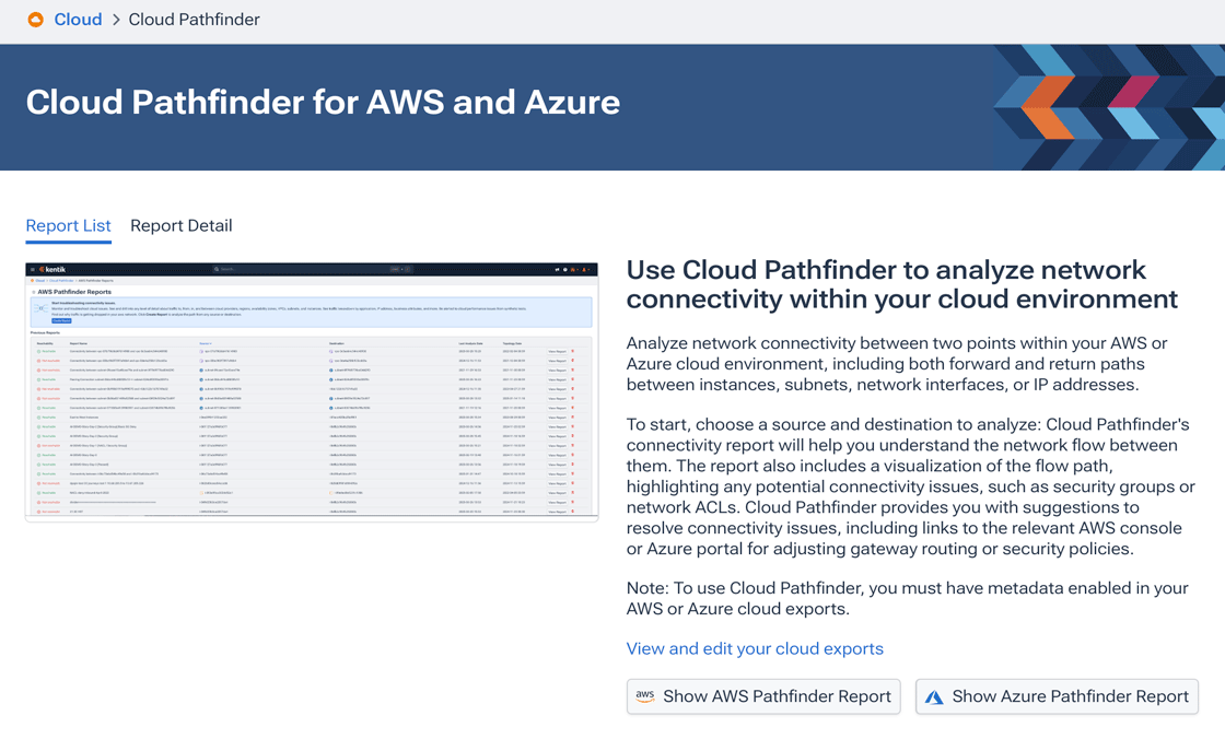 The Cloud Pathfinder page, which helps troubleshoot cloud connection problems.