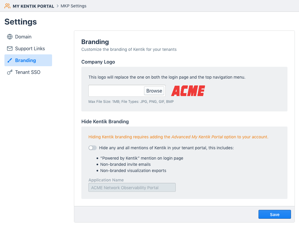 Specify settings that are common to all of your tenants.