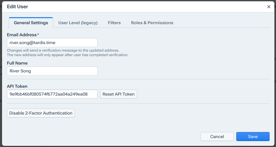 Specify settings for an individual user.