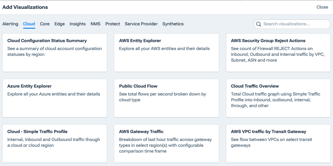 Use the Add visualizations drawer to choose additional visualizations for display.