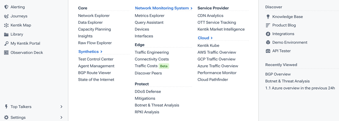The main menu in its default state.